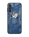 Shop Kitty In Pocket Premium Glass Case for Samsung Galaxy M14 5G (Shock Proof, Scratch Resistant)-Front