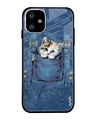 Shop Kitty In Pocket Printed Premium Glass Cover For iPhone 11 (Impact Resistant, Matte Finish)-Front