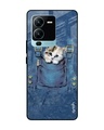 Shop Kitty In Pocket Printed Premium Glass Case for Vivo V25 Pro (Shock Proof,Scratch Resistant)-Front