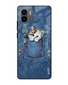 Shop Kitty In Pocket PrintedPremium Glass Case for Redmi A1 (Shock Proof,Scratch Resistant)-Front