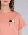 Shop Kitty Pocket Love Boyfriend T-Shirt-Front