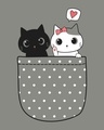 Shop Kitty Pocket Love Round Neck 3/4th Sleeve T-Shirt
