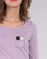 Shop Kitty Pocket Love Scoop Neck Full Sleeve T-Shirt-Front
