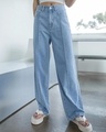 Shop Women's Blue Straight Fit Jeans-Front
