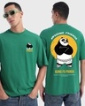 Shop Men's Green Kung Fu Panda Graphic Printed Oversized T-shirt-Front