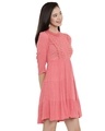 Shop Laced Coral Pink Tiered Skater Dress For Women's