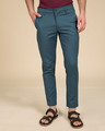 Shop Lapis Blue Slim Fit Cotton Chino Pants-Front