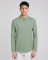 Shop Laurel Green Full Sleeve Henley T-Shirt-Front