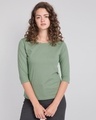 Shop Laurel Green Round Neck 3/4th Sleeve T-Shirt-Front