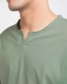 Shop Laurel Green Slit Neck Full Sleeve Henley T-shirt