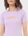 Shop Women's Lavender Keyhole Neck Slim Fit Short Top