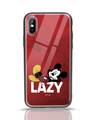 Shop Lazy Mickey iPhone X Glass Mobile Cover-Front