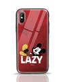 Shop Lazy Mickey iPhone XS Glass Mobile Cover-Front