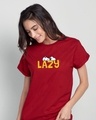 Shop Lazy Snoopy Boyfriend T-Shirt (PNTL) Bold Red-Design
