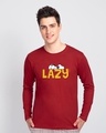 Shop Lazy Snoopy Full Sleeve T-Shirt (PNTL) Bold Red-Design