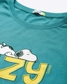 Shop Men's Blue Lazy Snoopy Typography T-shirt-Full