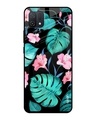 Shop Leaves & Flowers Printed Premium Glass Cover for Oppo A16K (Shockproof, Light Weight)-Front