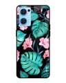 Shop Leaves & Flowers Printed Premium Glass Cover for Oppo Reno 7 5G (Shock Proof, Lightweight)-Front