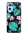 Shop Leaves & Flowers Printed Premium Glass Cover for Oppo Reno 7 Pro 5G (Shock Proof, Lightweight)-Front