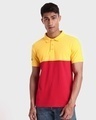 Shop Men's Lemon Crome & Crimson Red Color Block Polo T-shirt-Front