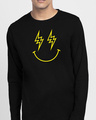 Shop Let's Rock Smiley Full Sleeve T-Shirt Black-Front