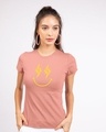 Shop Let's Rock Smiley Half Sleeve Printed T-Shirt Misty Pink-Front