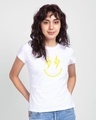 Shop Let's Rock Smiley Half Sleeve Printed T-Shirt White-Front