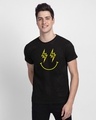 Shop Let's Rock Smiley Half Sleeve T-Shirt Black-Front