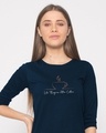 Shop Life Begins After Coffee Round Neck 3/4th Sleeve T-Shirt-Front