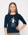 Shop Lift Like A Beast Round Neck 3/4th Sleeve T-Shirt-Front