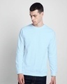Shop Light Blue Melange Fleece Sweatshirt-Front