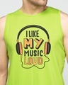 Shop Like My Music Loud Round Neck Vest Neon Green -Front
