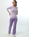 Shop Lilac Bloom Round Neck 3/4 Sleeve T-Shirts-Full