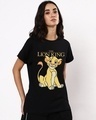 Shop Women's Black Lion King Simba Graphic Printed Boyfriend T-shirt-Front