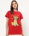 Shop Women's Red Lion King Simba Graphic Printed Boyfriend T-shirt-Front