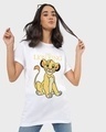 Shop Women's White Lion King Simba Graphic Printed Boyfriend T-shirt-Front