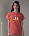 Shop Lit Cigarette Boyfriend T-Shirt-Front