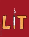 Shop Lit Cigarette Round Neck 3/4th Sleeve T-Shirt-Full