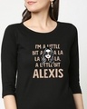 Shop Little Bit Alexis Round Neck 3/4 Sleeve T-Shirt Black-Front
