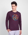 Shop Live Free Colorful Full Sleeve T-Shirt Deep Purple-Front