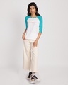 Shop Women's Blue & White Live Laugh Love Strip 3/4th Sleeve Slim Fit Raglan T-shirt-Design