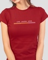 Shop Live Love Strip Half Sleeve Printed T-Shirt Bold Red-Front