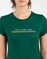 Shop Live Love Strip Half Sleeve Printed T-Shirt Dark Forest Green-Front