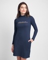 Shop Live Love Strip High Neck Pocket Dress Galaxy Blue-Front