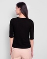 Shop Live Love Strip Round Neck 3/4 Sleeve T-Shirt Black-Design