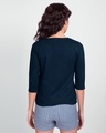 Shop Women's Blue Live Love Strip 3/4th Sleeve Typography Slim Fit T-shirt-Design