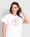 Shop Women's White Local Train Motivation Typography Boyfriend T-shirt-Front