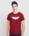 Shop Men's Red Logo Batman Glow in Dark Graphic Printed T-shirt-Front
