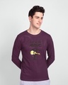 Shop Lost In The Guitar Full Sleeve T-Shirt Deep Purple-Front