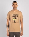 Shop Lost In The Guitar Half Sleeve T-Shirt Pastel Beige-Front